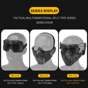 Tactical Multidimentional Split Type Mask And Goggles